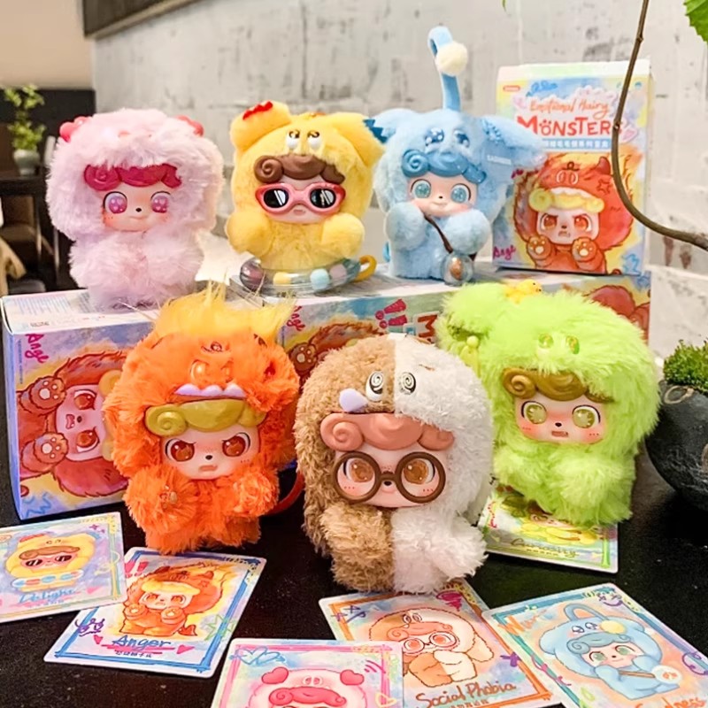 Anime Action Figure Blind Box - Q.kid emocionais monstros peludos série vinil